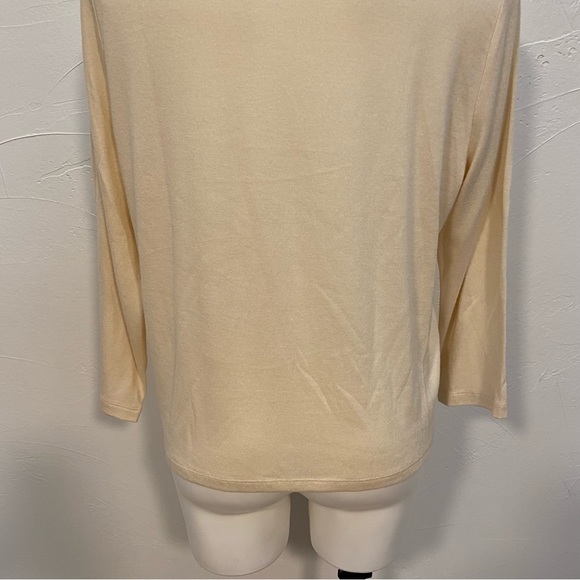 VINCE NEUTRAL CHAMPAGNE THREE QUARTER SLEEVE CREW SOFT SWEATER TOP - Picture 11 of 14